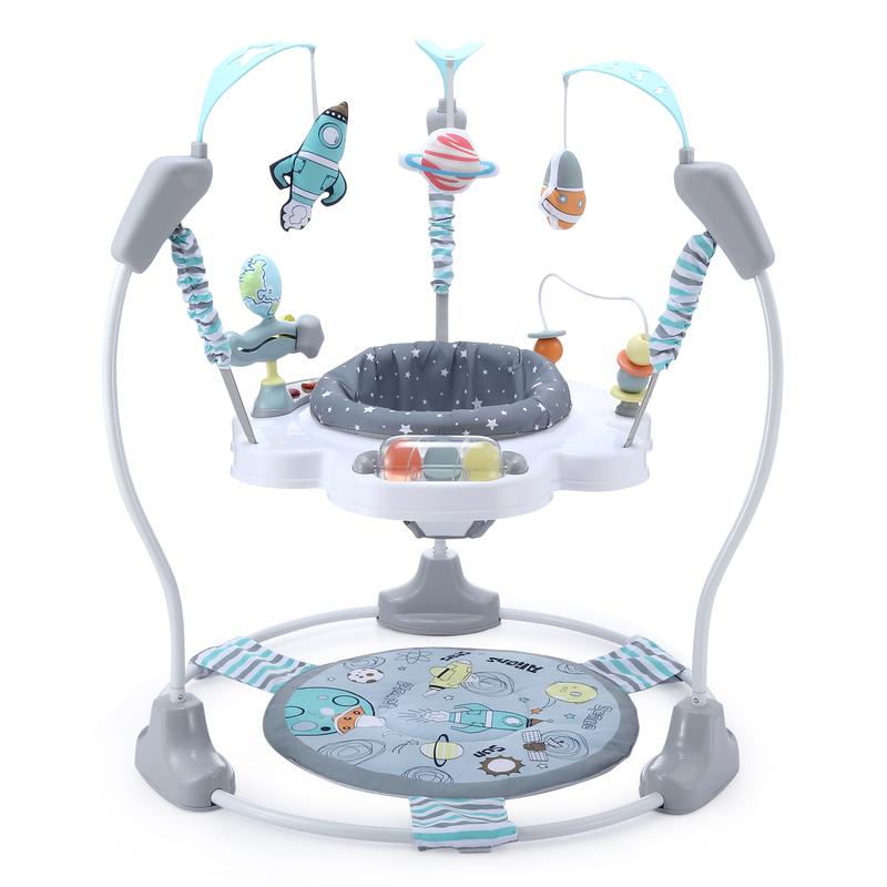 LADIDA Stationary Jumperoo Baby Bouncer Chair Acrobat - 360° Rotating Seat, Musical Toys, and Adjustable Heights (Space Tour Grey) baby  essentials baby  rocker 1
