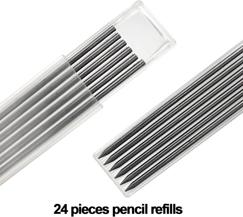 24pcs Pencil Refills, 2.8mm Pencil Refills for Carpenter Pencils, Solid Deep Hole Mechanical Construction Pencil Replacements, Pencil Lead for Marking and Drawing (Black) 3