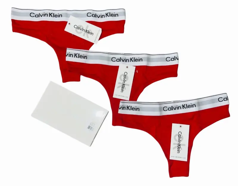 Calvin Klein Women's Thongs 3 in Pack – Pick Your Perfect Colors (Black, Red, Blue & Pink) Womenswear 1