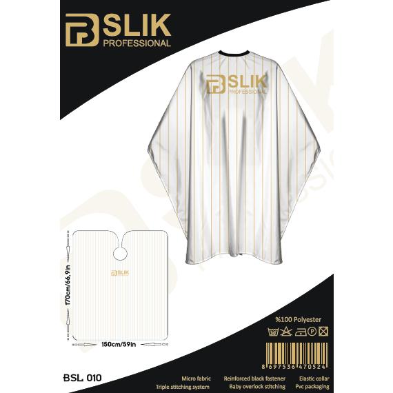 Barber Hairdressing Hair Cutting Cape & Gown Gold and White Stripes 1