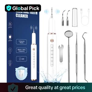 Plaque Remover for Teeth, Dental Cleaning Kit Tartar Remover for Teeth with Led Light & 5 Modes, Rechargeable Dental Cleaner with Replacement Heads & Manual Auxiliary Cleaning Tools, Oral Care, Teeth Cleansing, Dental Scaler, Mouth Hygiene Kit