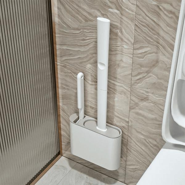 Product Introduction of Home Accessories Wall Mounted Toilet Brush with Holder, 3pcs/set Household Bundle Cleaning Products Including 1pc Long Handle Toilet Brush, 1pc Edge Brush, 1pc Brush Holder, Toilet Cleaning Brush with Flexible Head, Spanish Cleaning Products 19