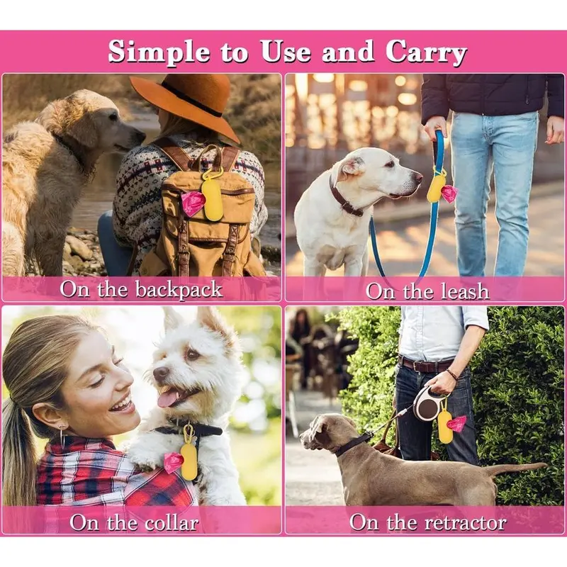 Dog Poo Bags 240 Pink Large Poop Bags with Dispenser,Super Strong 100% Leak Proof Poo Bags Dogs Rolls with Corn Starch Compostable 6
