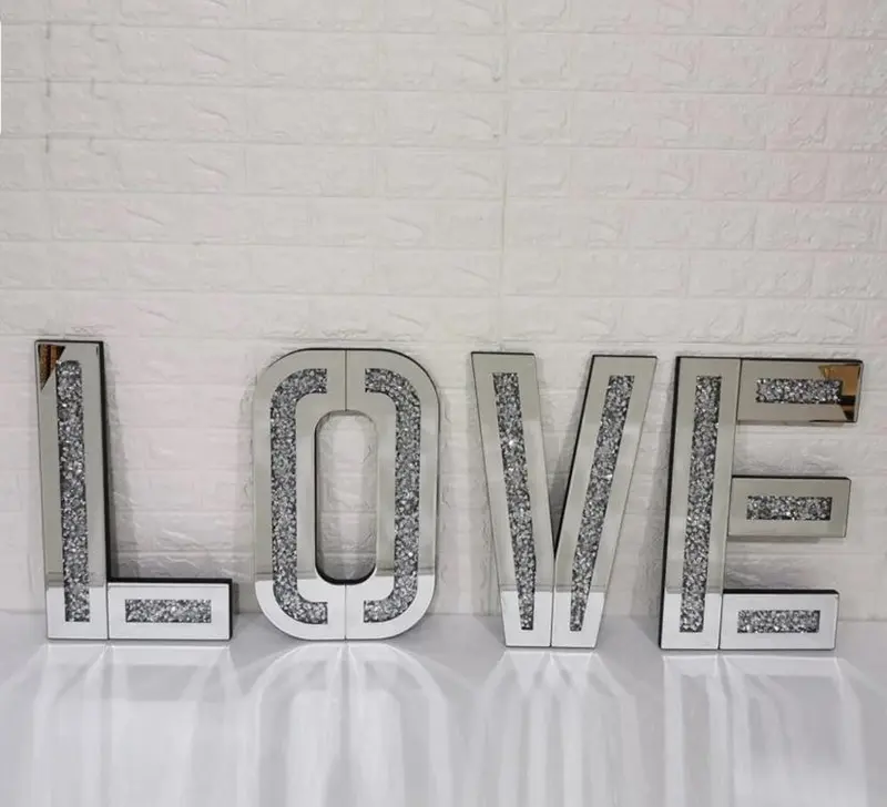 Crushed Diamond LOVE Letters – Luxury Mirrored Home Decor | Gift Idea | 30x50cm Freestanding Display 4