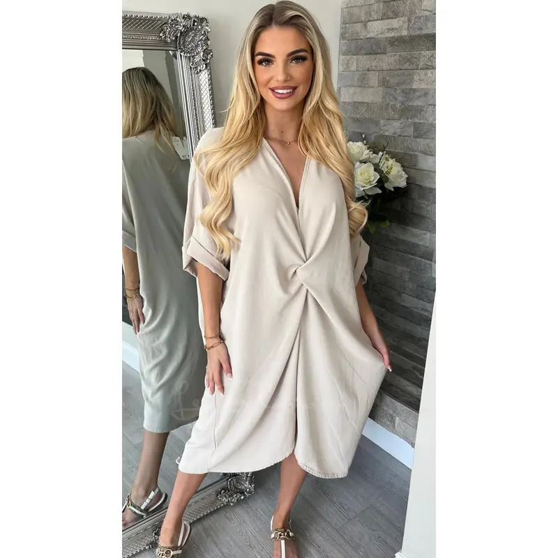Elsie Front Knot Maxi Dress Casual Comfort Shirt Womenswear 0