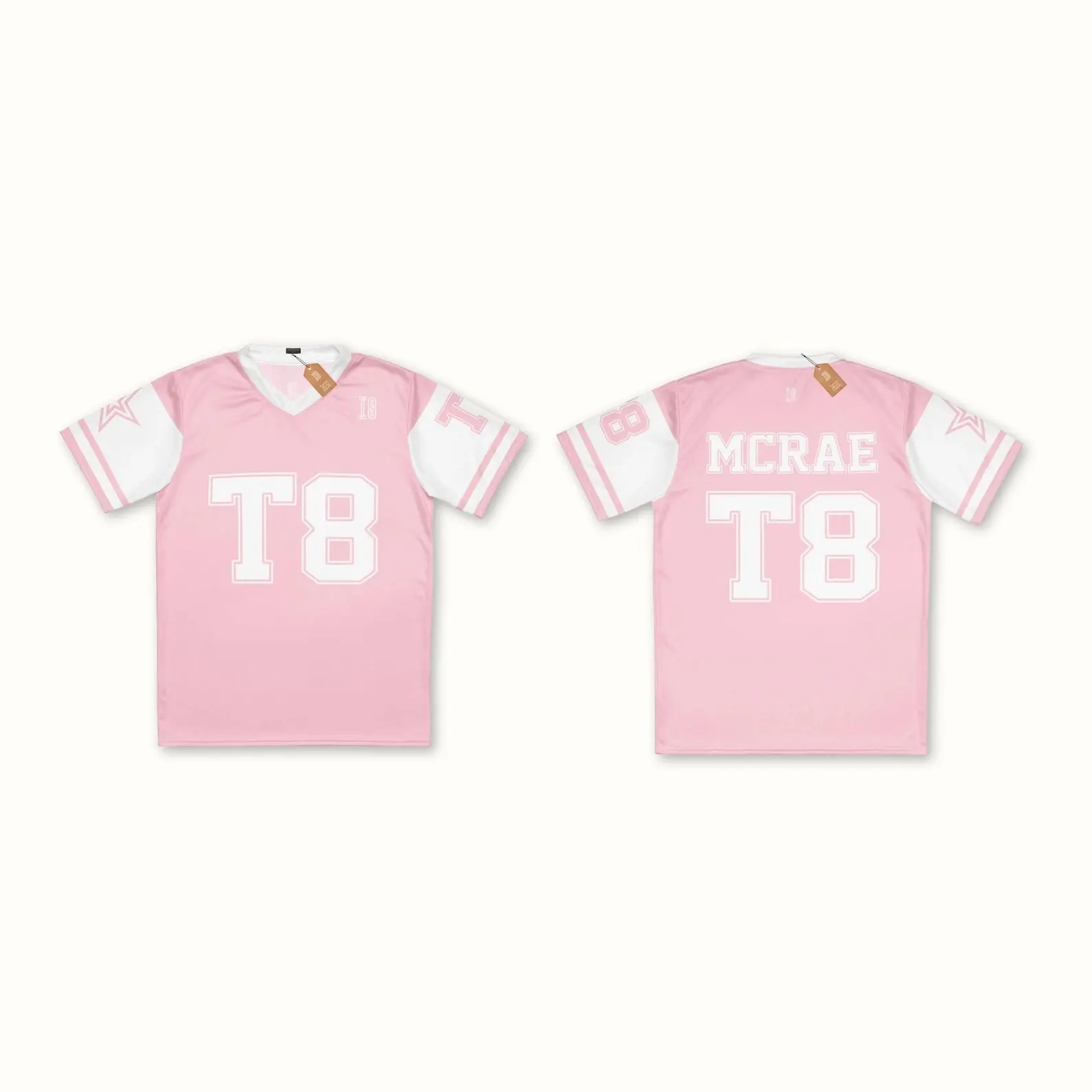 Tate Mcrae Pink & White Football Jersey, Tate Concert Clothes, T8 Mcrae Jersey, Tate Mcrae Tshirt, T8 Shirt, T8 Hoodie, Tate Mcrae Jersey