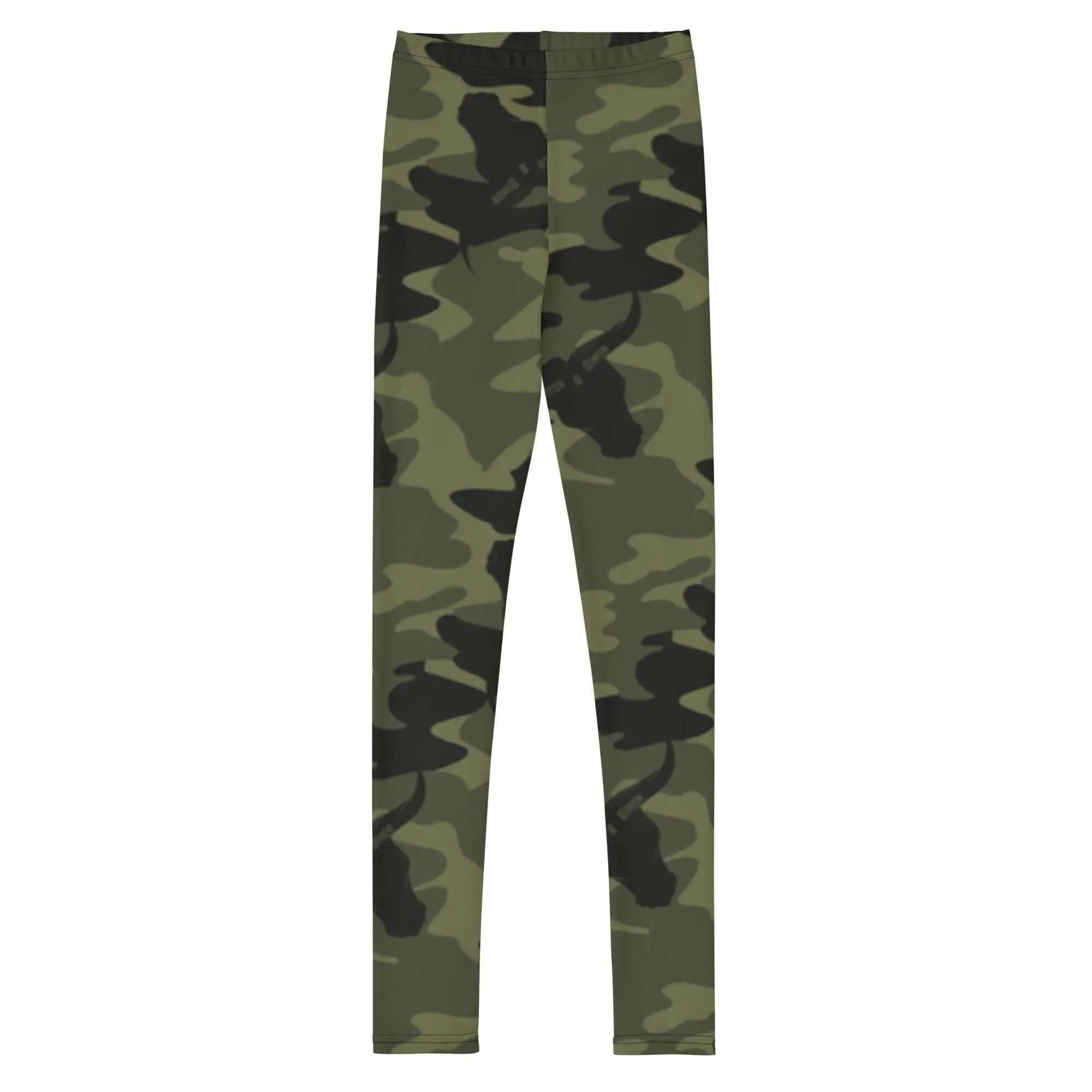 Girls’ Green Camo Yoga Leggings – Stretch Camouflage Activewear for Youth