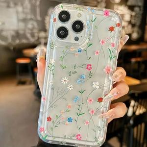 Floral Pattern Phone Case, Anti-drop Cellphone Protective Case, Total Protective Shockproof Mobile Phone Cover for iPhone 11 12 13 14 15 Pro Max