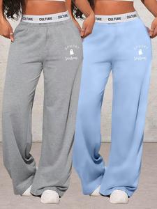 Women's Letter Print Sweatpants, Casual Comfy Trousers for Daily Wear, Ladies Bottoms for Spring & Fall