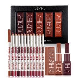 Long Lasting Lip Liner & Lipstick Set, 12pcs Matte Lip Liner & 5 Counts Matte Lipstick, Suitable for All Occasions Lip Makeup, Girls Makeup Accessories
