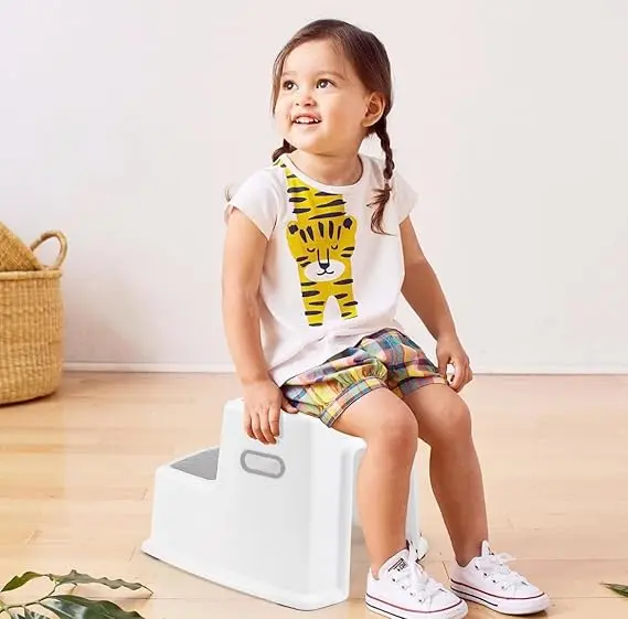 Stool for Kids, Non-Slip 2 Step Stool for Toddlers with Built-in Handles, Step Stool for Potty Training, Bathroom and Kitchen, Sturdy and Practical Design 4