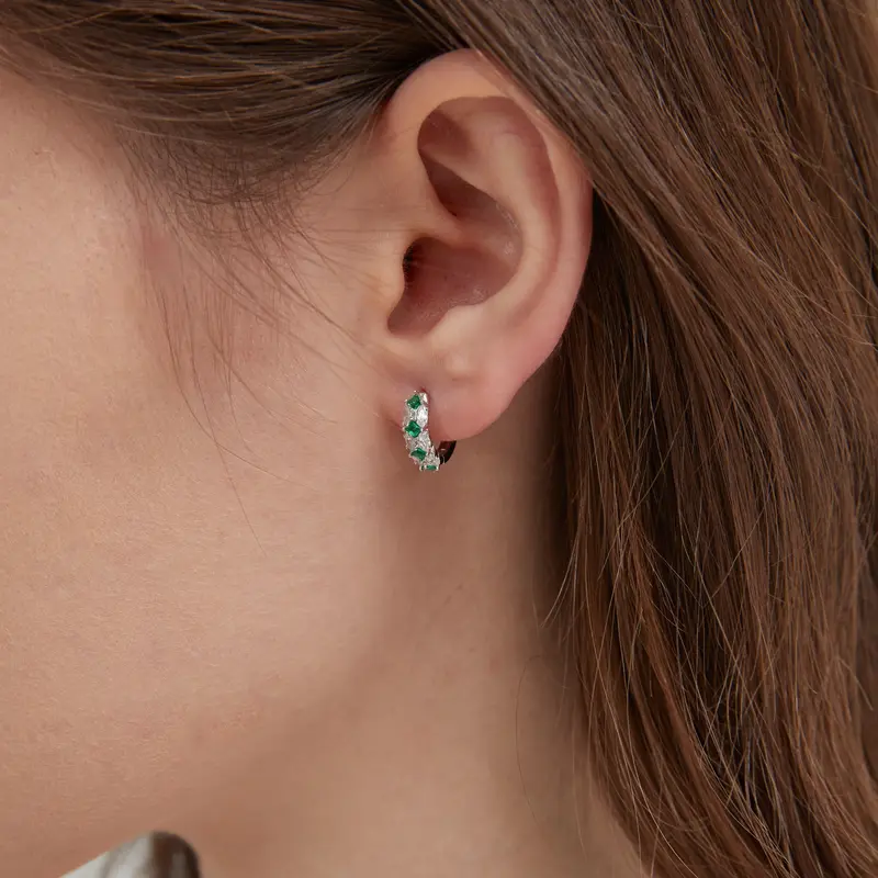 Emerald Green Hoops (S925) 6