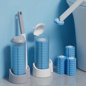 Disposable Toilet Brush Set, 1 Count Toilet Bowl Cleaning Brush with Holder & Refills, Toilet Cleaning System, Household Cleaning Tool for Bathroom Toilet Hotel Salon