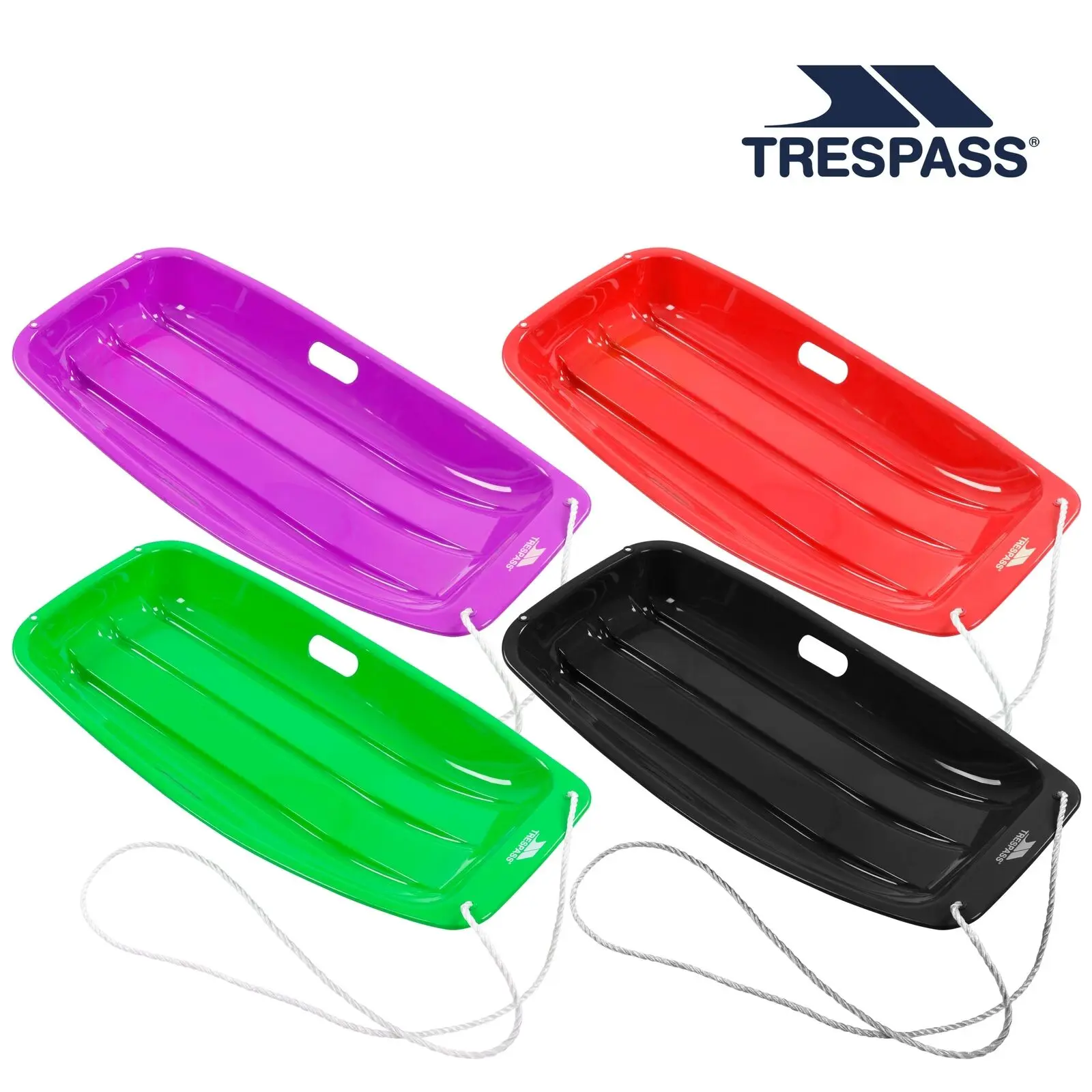 Trespass Snow Sledge Heavy Duty Sled for Kids Board with Rope