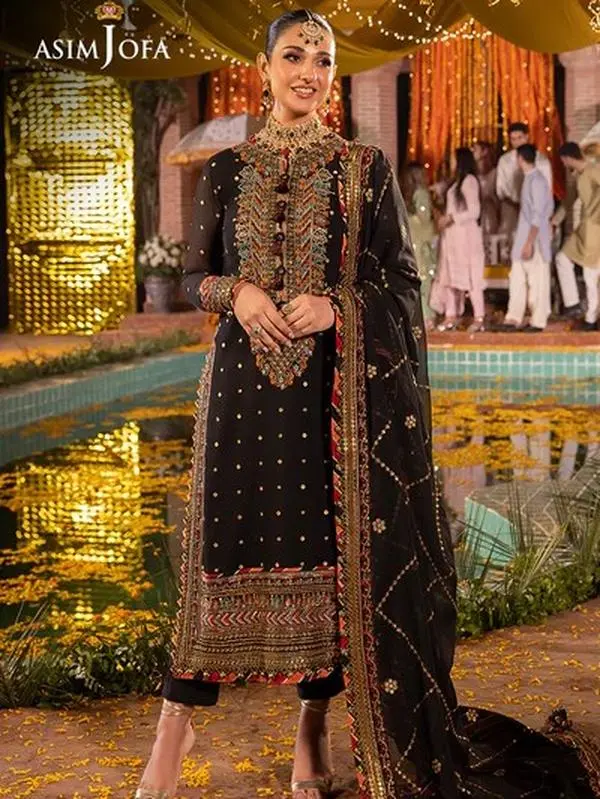 AsimJofa Chiffon Embroidered Formal Pakistani Dress for Women long dresses designer
