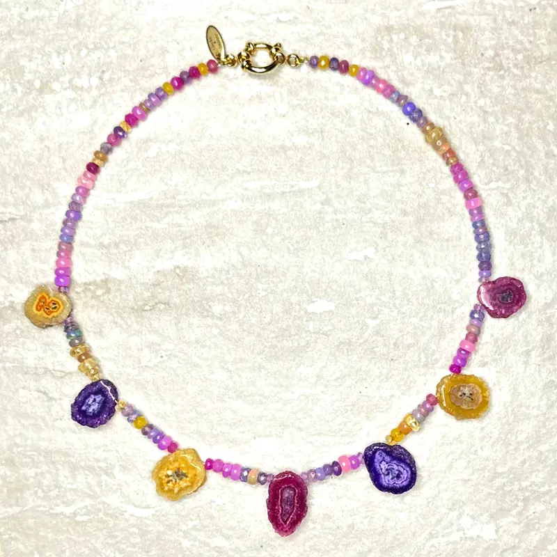 Solar Quartz and Opal Briolette Jaimala Necklace 4