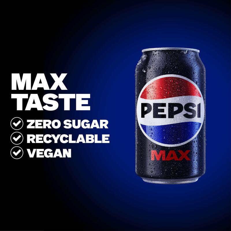 Pepsi Max No Sugar Cola Cans 24 x 330ml Beverage Taffy Sweet Traditional Drink 1