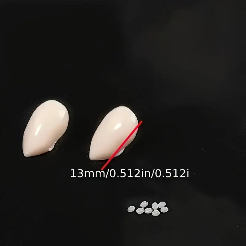 2pcs Vampire Fangs with Adhesive Particles, 19mm - Ideal for Cosplay & Halloween Makeup Parties, Role-playing Accessories 4