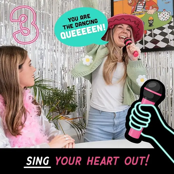 Grab The Mic – Family Karaoke Game, 8+ Year Olds, 2-10 Players - Board Game for Bad Singers with 250 Lyrics (125 Cards) for Hilarious Game Nights & Birthday Party 3