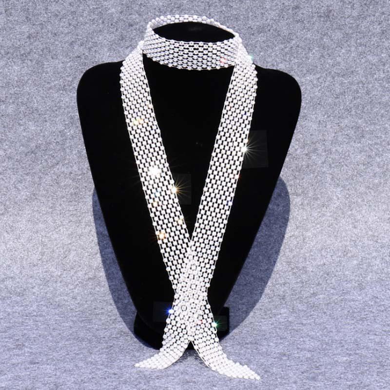 Fashion women's accessories personalized rhinestone mesh long scarf hipster street stacking diamond scarf women 3
