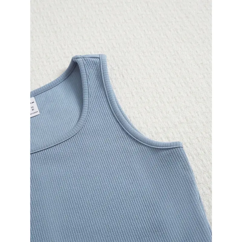 Tween Girl Solid Tank Top & Knot Waist Shorts 3