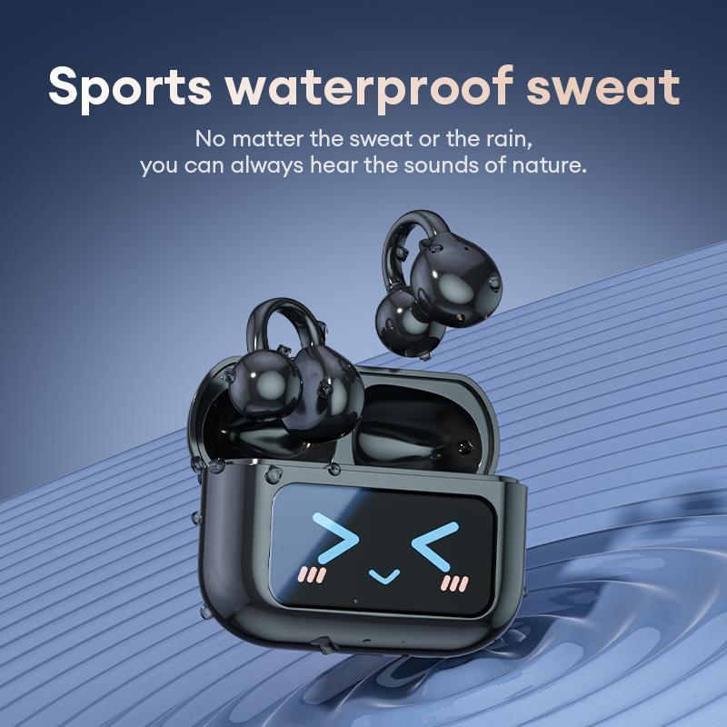 M100 Clip On Ear Headphones With Audio-Visual Future Touch Screen, Audio Wireless Headphones for Music & Phone Calls,Sport Waterproof & Sweatproof 4