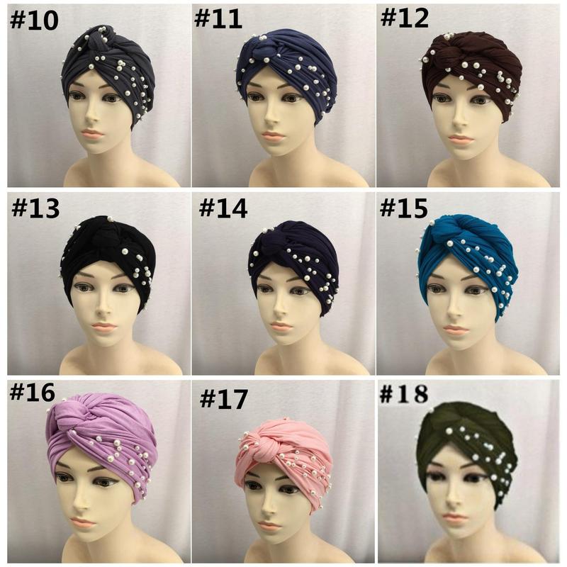 Women's Cotton Jersey Turban Hat, Embellished Turban Hijab, Muslim Women's Turban 6
