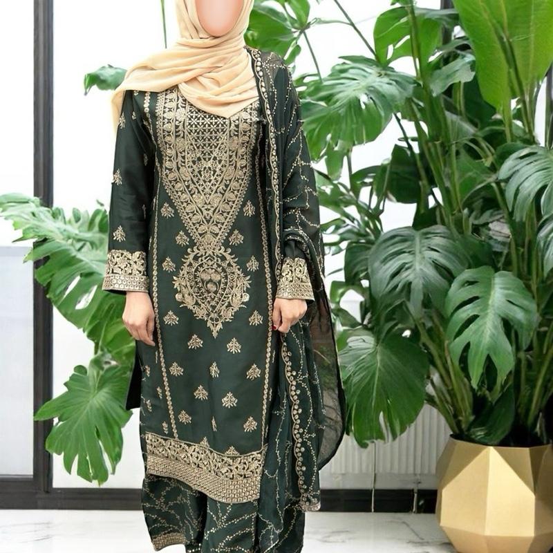 3 Pcs Asian  Embroidered Suit/Dress | Pakistani/Indian Kameez Salwar | 2025 Fashion | Formal/Occasional Wear For Women | Zahra B's Collection Womenswear Embroidery Elegance Comfort 5