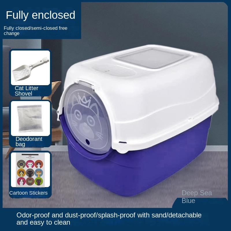 Cat Litter Box Fully Enclosed Cat Toilet Extra Large Deodorizing Anti-Splash with Sand Kitten Sand Poop Box Cat Supplies 6