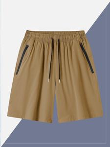 Men's Solid Zipper Pocket Cargo Shorts, Regular Fit Casual Comfy Breathable Shorts for Summer, Men's Bottoms for Daily Wear