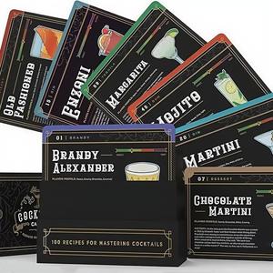 Cocktail Card Box Set, 100 Cocktail Recipe Card, Drink Recipe Card, Drinking Card, Perfect Gift for Home Bartender & Party Host