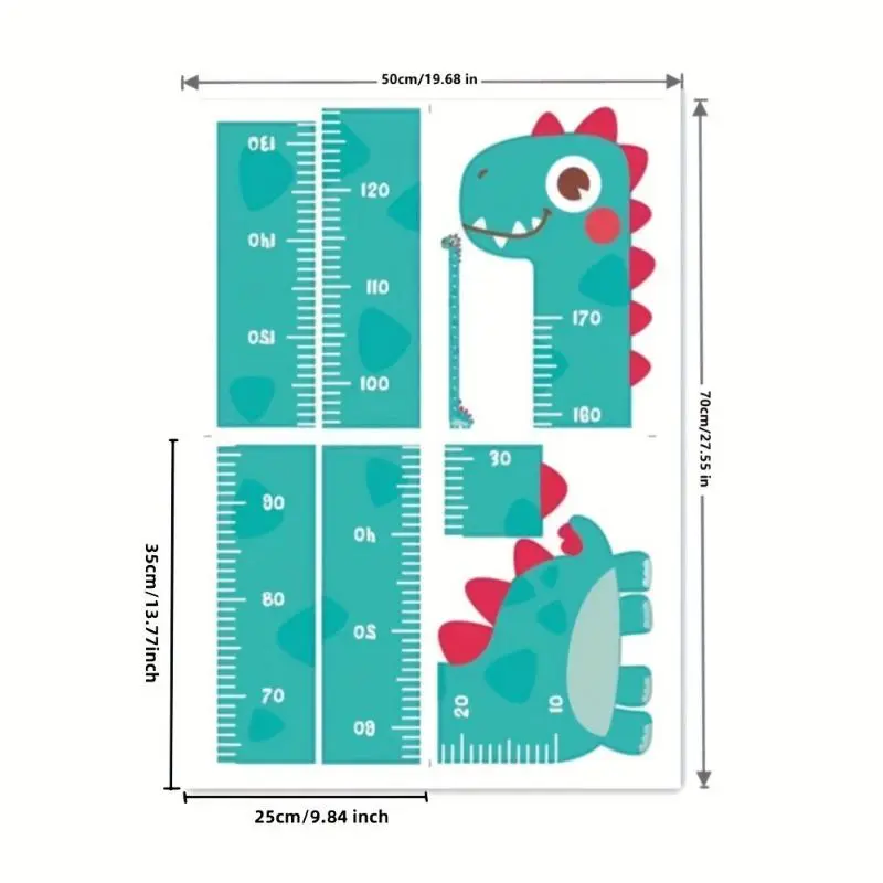 1pc Unicorn Giraffe Dinosaur Height Wall Sticker, Room Wall Decoration Sticker, Creative Cartoon Measuring Height Ruler Sticker, Self-adhesive Removable Wall Sticker 5