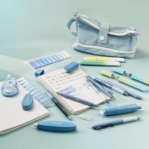 Gradient Color Writing Stationery Set, 18pcs/set Including 7 Mixed Color Gel Pen & 4 Fluorescent Pen & 1 Set Index Sticker & 1 Pen Bag & 5 Correction Tape, Office Supplies