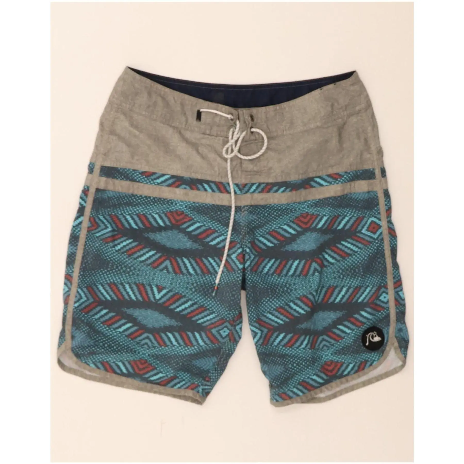 Pre-Owned Vintage QUIKSILVER Mens Swimming Shorts Medium Blue Argyle/Diamond Polyester