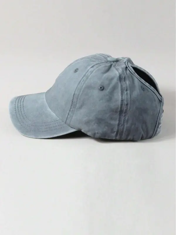Solid Color Ponytail Washed Breathable Adjustable Size Baseball Cap, Versatile For Casual Daily Sun Protection Wear 4