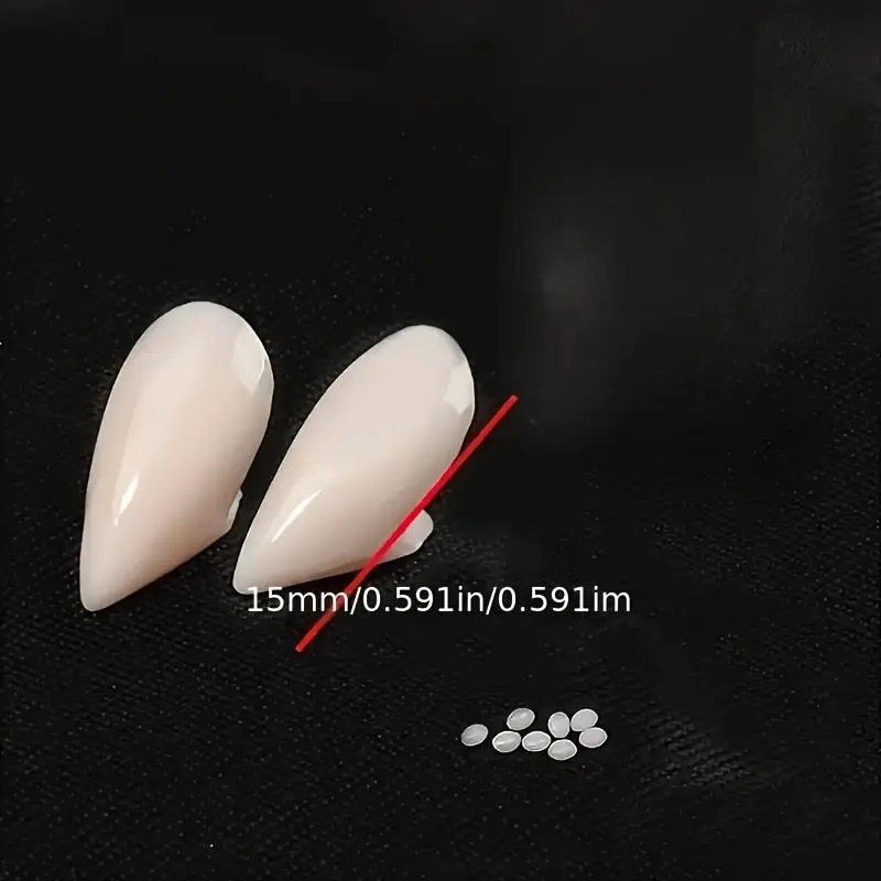 2pcs Vampire Fangs with Adhesive Particles, 19mm - Ideal for Cosplay & Halloween Makeup Parties, Role-playing Accessories 5
