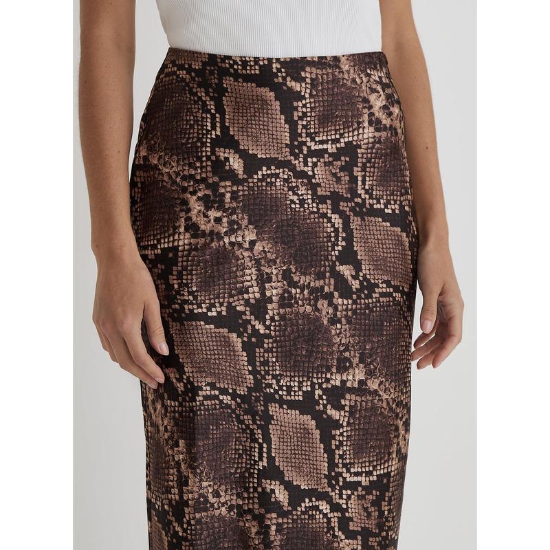 Snakeskin Satin Maxi Skirt- Novah 3