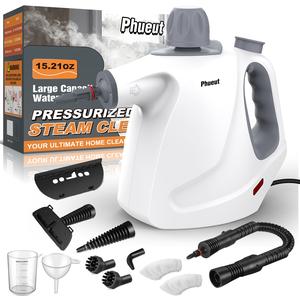 Phueut Pressurized Steam Cleaner with 11-Pieces Accessories, Hands-free Portable Steamer for Cleaning, Multipurpose Steam Cleaner for Home|Floor|Grout
