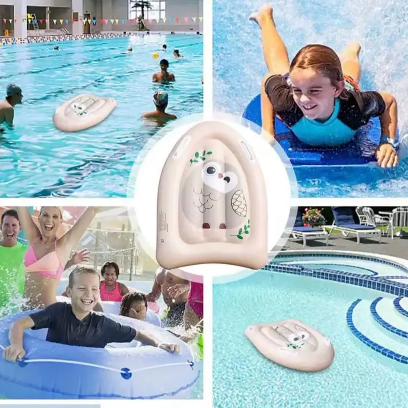 Inflatable Surfboard with Handles and Owl Pattern Design for Kids Summer Water Fun Play - PVC Folding Beach Surfboard 5