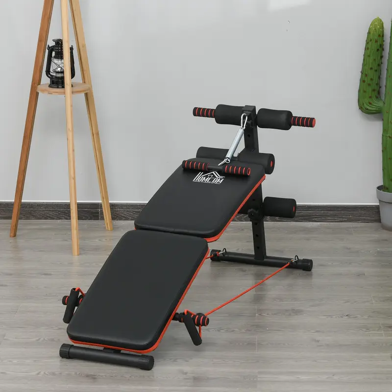 Steel Foldable Home Core Workout Bench Red/Black 1