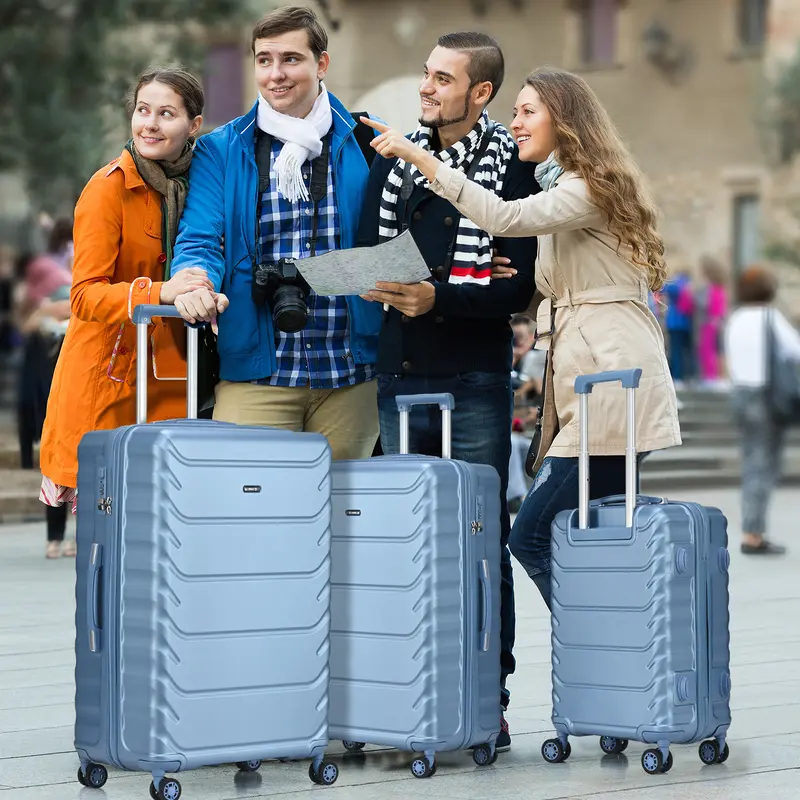 RMW Hard-shell Suitcases with 3-Digit Combination Lock 4 Dual Spinner Wheels Aluminium Telescopic Handle Durable Luggage Trolley for Travel Ice Blue 5