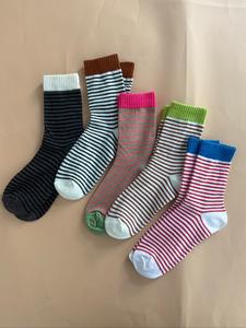 Women's Striped Print Mid-calf Socks, Casual Comfy Breathable Socks for Daily Wear, Women's Socks for All Seasons, Casual Stylish Socks