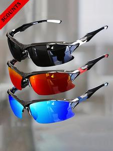 Unisex Sporty Semi-frame Wrap Around Sunglasses, Outdoor Cycling Driving Sunglasses, Fashion Accessories for Men & Women, Mountain Bike Glasses