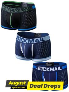 Men's Colorblock Letter Tape Boxer Brief, Breathable Comfy Underwear for Daily Wear, Casual Men's Gym Workout Wear Underwear for All Seasons,