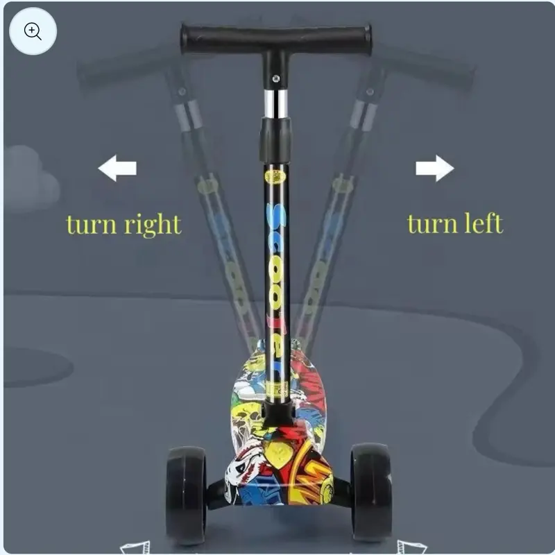 Adjustable Folding Kids Scooter with LED Light Up and Kick Flashing - Child Kick Ride-on Toy 2