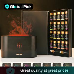 Colorful Flame Air Aroma Diffuser Humidifier with Essential Oils, With Long-lasting Scents, 7 Flame Colors Noiseless Essential Oil Diffuser for Home,Office,Yoga