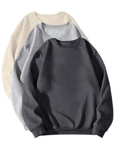 Men's Solid Color Crew Neck Sweatshirt, Casual Long Sleeve Pullover for Spring & Fall, Fashion Men's Top for Daily Wear