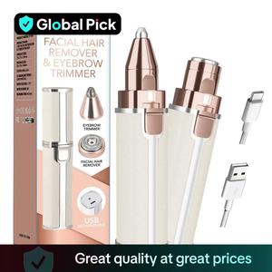 Electric Eyebrow Trimmer, 1 Set Portable 2 in 1 Facial Hair Remover, Lip Facial Body Hair Removal Tool with LED Light, Facial Hair Care Tool