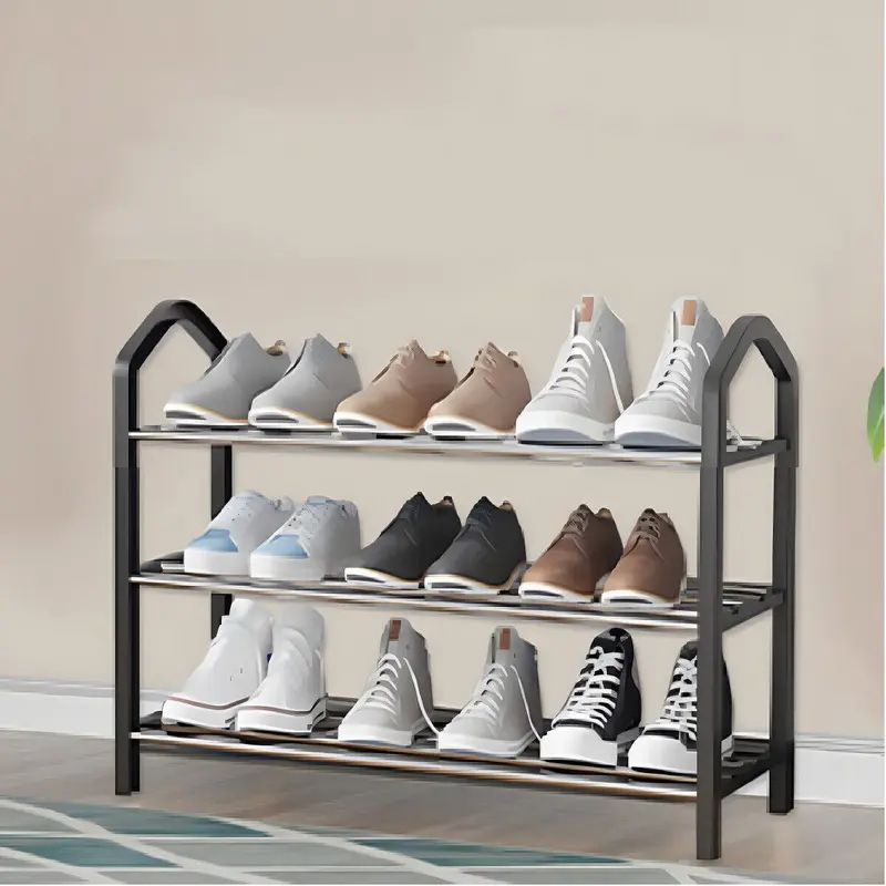 Black Metal Shoe Rack Bracket Organiser - New, Lightweight & Stable Storage Shelves for UK Homes 3