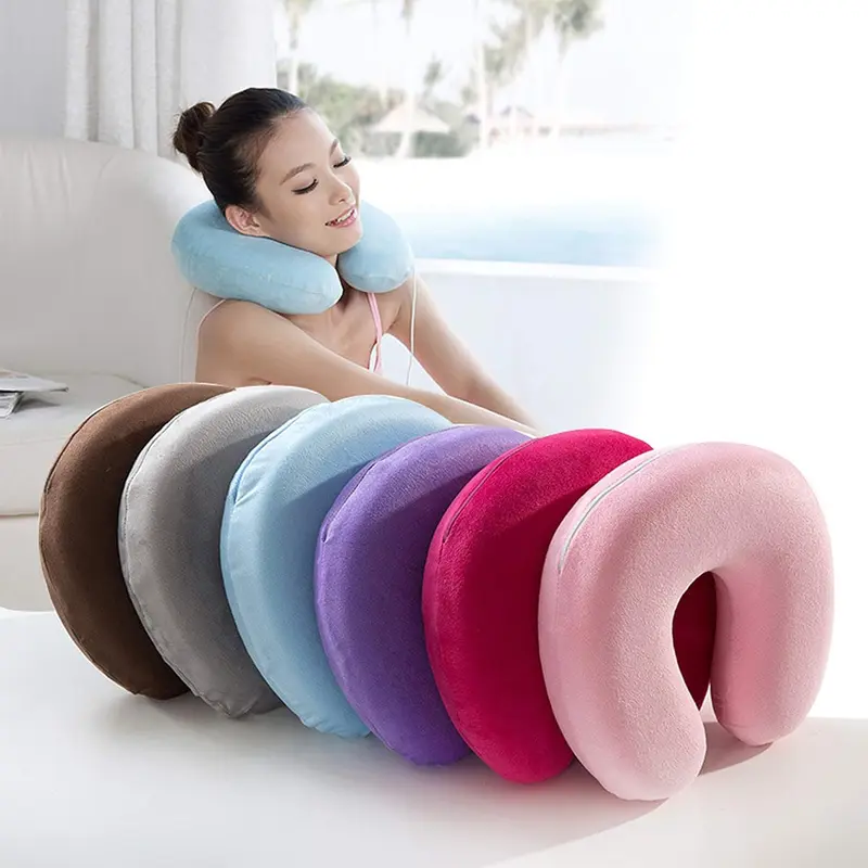 Neck pillow ,Memory Foam U Shape Travel Neck Pillow Soft Velour Cover for Head Support, Stress Relief,Airplane, Car, Home 0